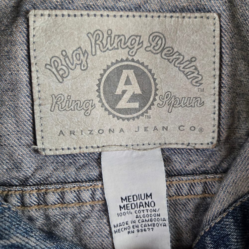 90s Vintage Arizona Classic Blue Wash Big Ring Denim Trucker Jacket Size Medium - Picture 4 of 7